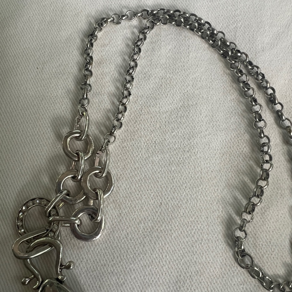 Lula N Lee Long Silver chain necklace with Teardrop Crystal. - Picture 7 of 7